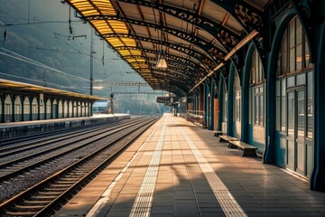 Fototapeta premium railway station,train travelling concept