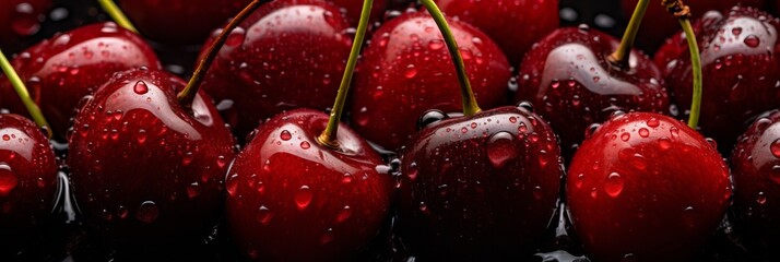 Delicious cherry background - perfect for banners, designs, and marketing projects - obrazy, fototapety, plakaty