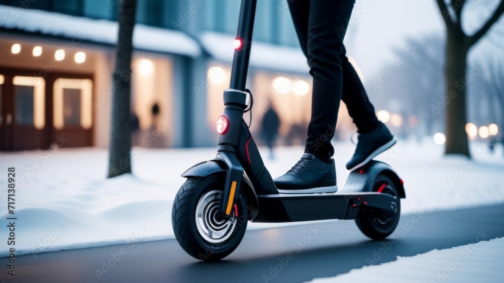 Wall mural person riding a scooter ai generated