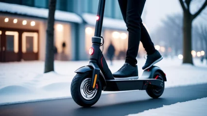 Rolgordijnen person riding a scooter ai generated © Alena Shelkovnikova