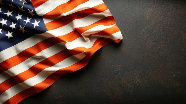 American flag on a textured dark surface