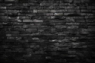 Abstract Black brick wall texture for pattern background. wide panorama picture. - obrazy, fototapety, plakaty