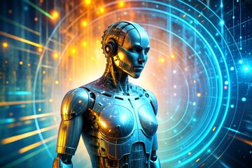 Abstract Artificial Robot Brain Visualization Background