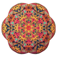 Abstract mandala shapes on transparent backgrounds. Highly detailed, symmetrical, luxurious and elegant designs. With shades of yellow, blue, red, orange, purple