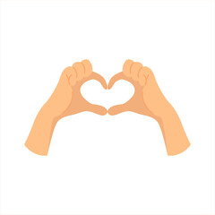 Hand gesture of finger heart. Love symbol and hand sign for love. Valentine's day cartoon vector illustration isolated on white background