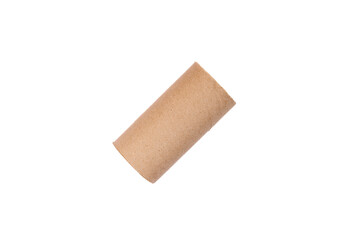 Empty cardboard toilet roll holder with white background for photo editing. Cardboard texture and...