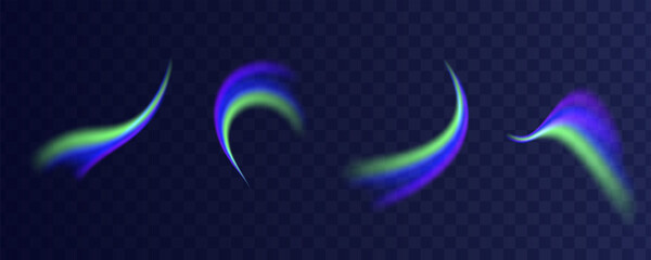 Holographic abstract soft gradient texture isolated set. Y2k aura cyber shape. Realistic polar lights