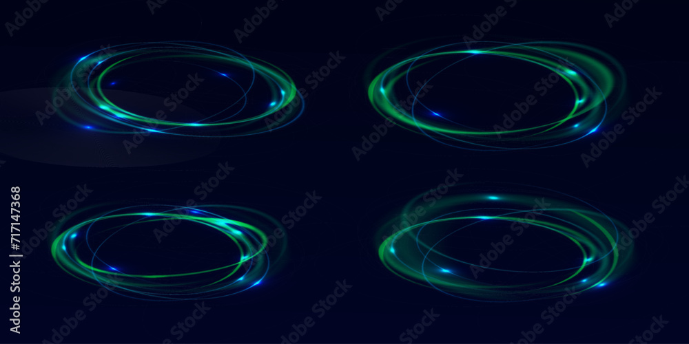 Poster neon swirl. curve blue line light effect. abstract ring background with glowing swirling background.
