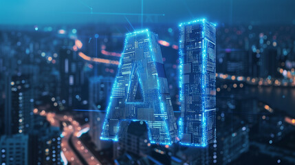 Fototapeta na wymiar City of Tomorrow: AI Horizon