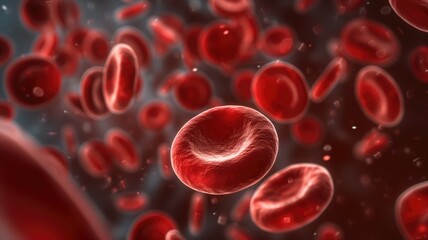 Close-up of red blood cells in a detailed medical illustration
