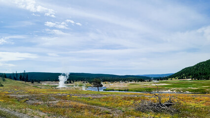 Yellowstone National Park Madison River and Geothermal Pool