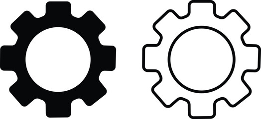 Gear setting icon set black gears mechanism and cog wheel isolated on transparent background. Progress or construction concept. Cogwheel flat or line vector collection for website or mobile app.