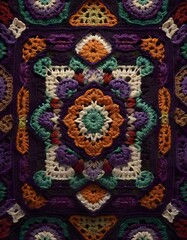 Vibrant Crocheted Squares, Generative AI