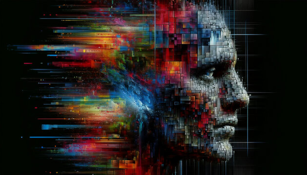 A depiction of anxiety in the style of digital deconstructivism