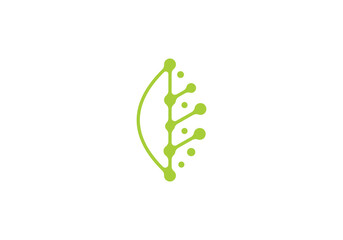 leaf tech logo. creative neuron digital connect icon design