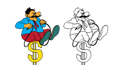 Coloring pages for kids with business people, cartoon style