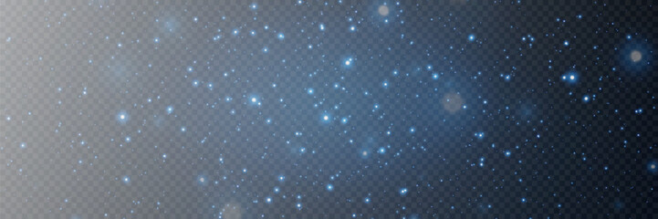 Sparkles of fairy dust and blue stars shine with a special light. Particles of glare of light.