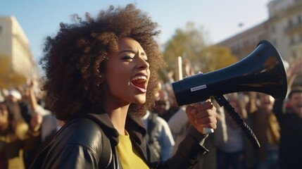 person with megaphone