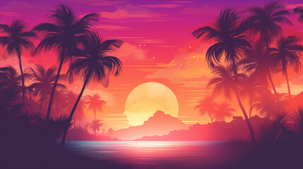 Fototapeta na wymiar Tropical sunset gradient texture, vibrant pinks and oranges