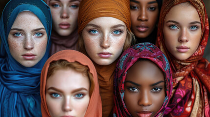 Diversity in Beauty: Women of Various Ethnicities in Traditional Hijabs