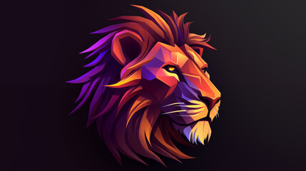 Geometric Lion Portrait with Colorful Gradient