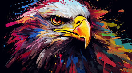 Abstract Colorful Eagle Head Illustration