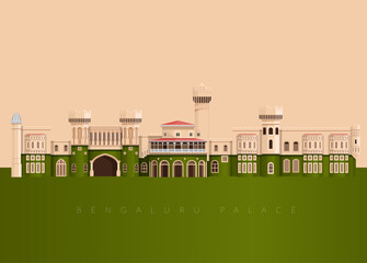 Bengaluru Palace - Bangalore City Stock Illustration - obrazy, fototapety, plakaty