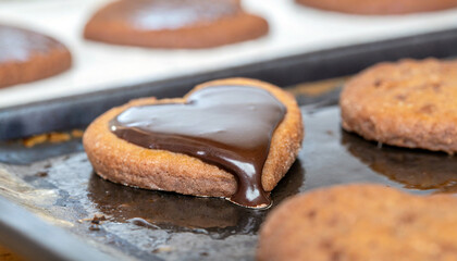 Fototapeta na wymiar Heart-shaped Chocolate Cookies