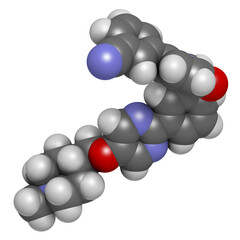 Tepotinib cancer drug molecule. 3D rendering.