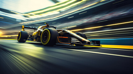 f1 race car speeding - obrazy, fototapety, plakaty