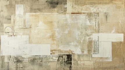 Generative AI, vintage grunge beige and white collage background. Different textures and shapes	
 - obrazy, fototapety, plakaty