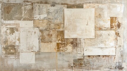Generative AI, vintage grunge beige and white collage background. Different textures and shapes	
