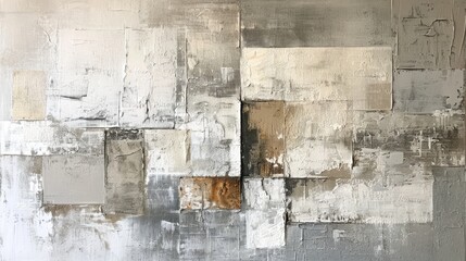 Generative AI, vintage grunge beige and white collage background. Different textures and shapes	
