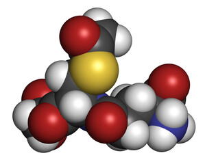 S-Acetyl L-Glutathione food supplement molecule. 3D rendering.