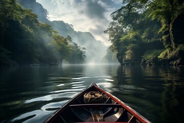 Go for a leisurely boat ride on the river. - obrazy, fototapety, plakaty
