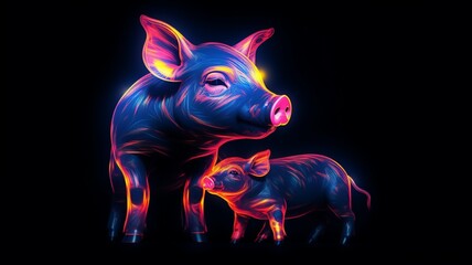  Pig Caressing Its Calf