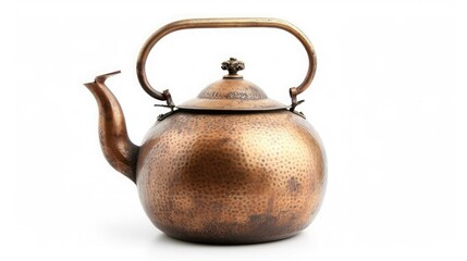 jug, Copper desert tea pot, antique metal teapot isolated on white background, antique kettle, golden teapot, metal teapot, Chinese tea pot on white background