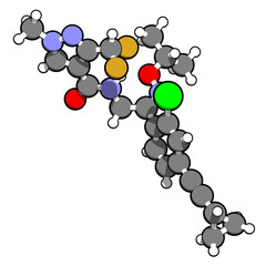 Pyrapropoyne fungicide molecule. 3D rendering.