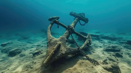 Papier Peint photo autocollant Navire Anchor of old ship underwater on the bottom of the ocean