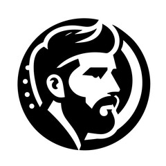 black and white illustration of a person with a smile barber logo