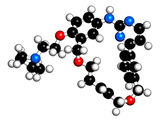 Pacritinib cancer drug molecule. 3D rendering.