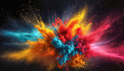background with colorful powder explosion - obrazy, fototapety, plakaty
