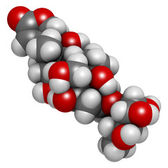 Ouabain poison molecule. 3D rendering.