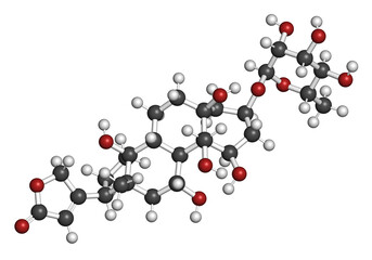 Ouabain poison molecule. 3D rendering.