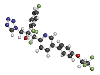 Oteseconazole antimycotic drug molecule. 3D rendering.