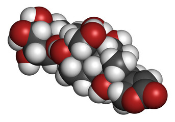 Ouabain poison molecule. 3D rendering.