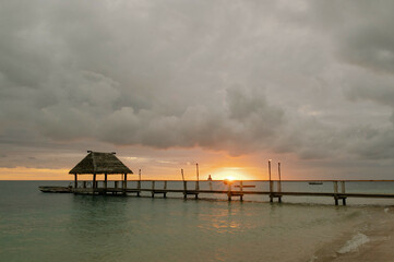 Pier at Sunset on Island in Fiji