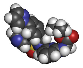 Omidenepag eye drug molecule. 3D rendering.