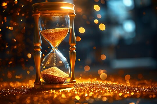 Times golden embrace an hourglass captures the essence of moments