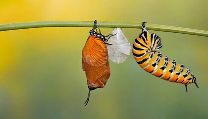 Amazing moment ,Large tropical butterfly hatch from the pupa and emerging with clipping path. Concept transformation of Butterfly	